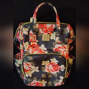 Vsnoon Freedom & Happiness Women Floral Backpack - Red, White, & Black